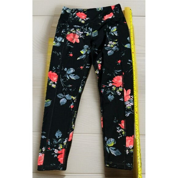 Victoria Secret Sport Women’s Black And Red Floral Athletic Leggings Stretch - Picture 1 of 9